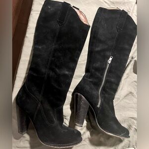 FRYE womens Madeline talk western boot Black Suede 6.5 B